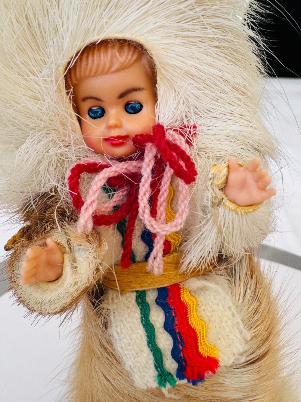 Vtg Celluloid Laplander Finnish Cultural Souvenir 6.5" Doll Open Close Sleep Eye